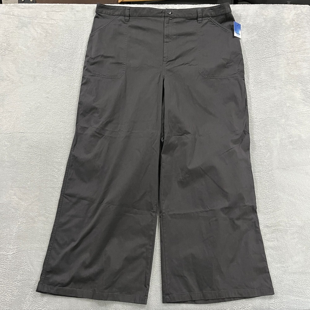 Abound Pants Womens 24 Gray Cotton Wide Leg Flare Stretchy Preppy Office New